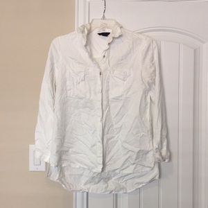 White, linen, button up blouse from H&M